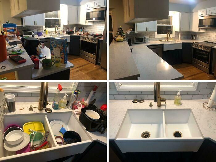 Kitchen deep clean before and after in a high-use apartment